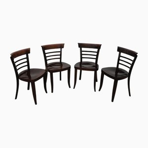 Mid-Century Walnut Dining Chairs from Thonet, Czechoslovakia, 1950s, Set of 4