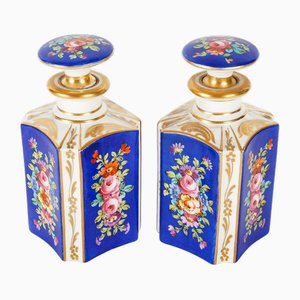 Napoleon III Gilded and Hand-Painted Porcelain Flasks, Set of 2