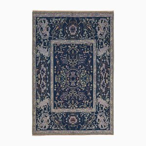 Tappeto Oushak vintage blu, inizio XXI secolo