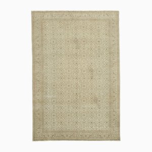 Beigefarbener Vintage Teppich aus Wolle