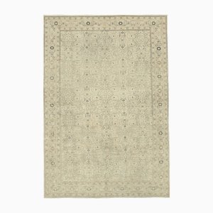 Beigefarbener Vintage Teppich aus Wolle