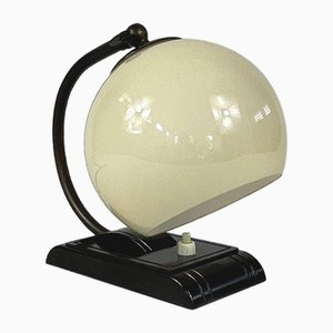 Lámpara de mesa Streamline Art Déco de baquelita y opalina de Walter Gropius, años 20
