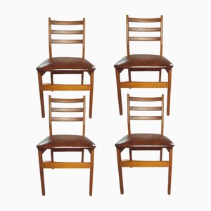 Mid-Century Ladderback Dining Chairs, 1970s, Set of 4