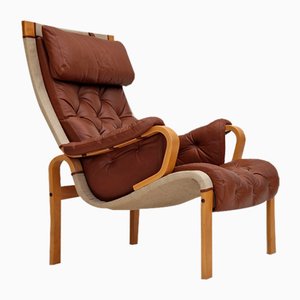 Danish Armchair in Leather, Beech & Bent Wood by Jeki Møbler
