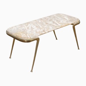 Brass and Marble Coffee Table attributed to Cesare Lacca, 1950s