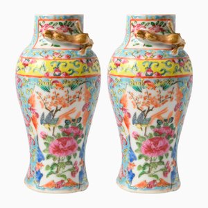 Vases Rose Médaillon en Porcelaine, Chine, Set de 2