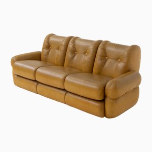 Vintage Italian Three-Seater Sofa in Leather, 1970