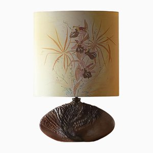 Lámpara de mesa de cerámica con pantalla de seda