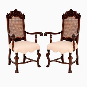 Victorian Armchairs in Carved Walnut, 1890, Set of 2