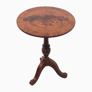 Antique English Carafe Table in Burl Wood, 1880s