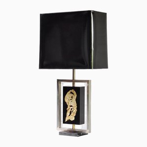 Modernist Gilt Table Lamp by Philippe Cheverny, France, 1970s