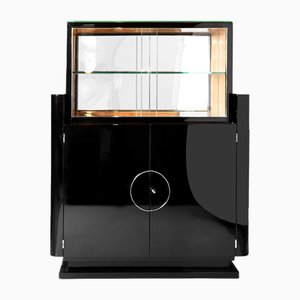 Showcase Cabinet in Black Lacquered Cherrywood