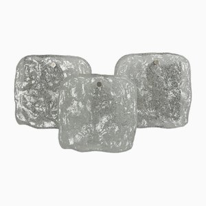 Wall Lights in Ice Glass from Kalmar, 1960s, Set of 2