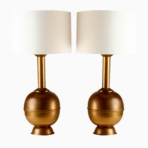Tischlampen aus patiniertem Messing, Dänemark, 1960er, 2er Set