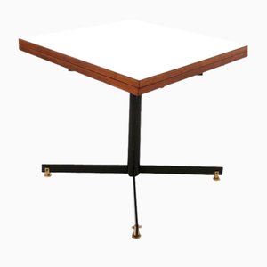 Vintage Extendable Dining Table in Teak and White Formica, 1950s