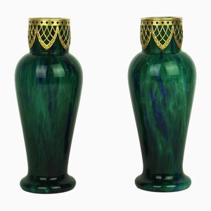 Vasi antichi in vetro di Kralik, fine XIX secolo, set di 2