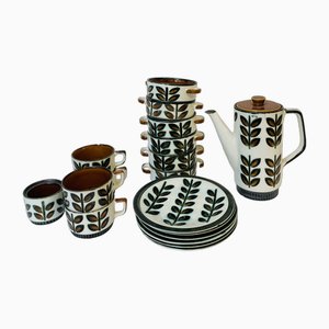 Ceramic Coffee Service from Roch Belgium Rambovilles, 1960s, Set of 18