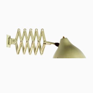 Industrielle Mid-Century Klapp- und Ausziehbare Scherenlampe in Beige von SIS, 1950er