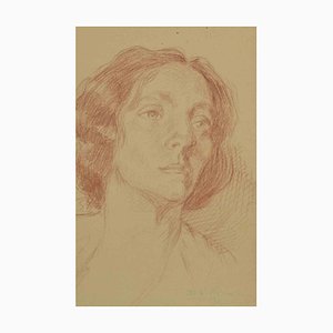 Augusto Monari, Portrait, Drawing in Pencil, Early 20th Century