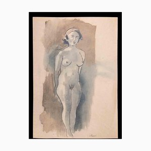 Mino Maccari, Nude of Woman, Watercolor, 1930s
