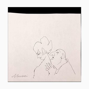 Mino Maccari, Lover, Dessin à l'encre, 1965