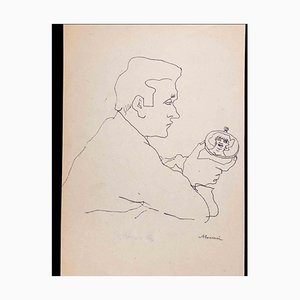 Mino Maccari, I Can't Wait, Ink Drawing, 1965