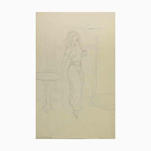 Augusto Monari, Mujer, Dibujo al lápiz, Principios del siglo XX