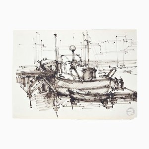 Paul Garin, El barco, témpera sobre papel, años 50