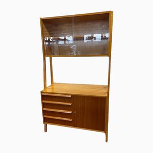 Credenza alta Monti vintage con pannelli in vetro e quattro cassetti di Frantisek Jirak