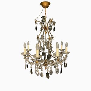 Vintage Italian Chandelier in Crystal and Brass, 1950s