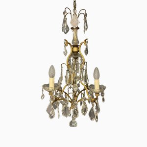 Vintage French Style Chandelier in Crystal and Brass, 1950s