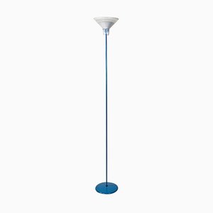 Italian Modern Light Blue Metal and Glass Floor Lamp, 1980s