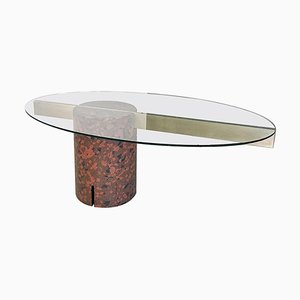 Italian Modern Camouflage Concrete and Glass Table attributed to Giovanni Offredi for Saporiti, 1980s