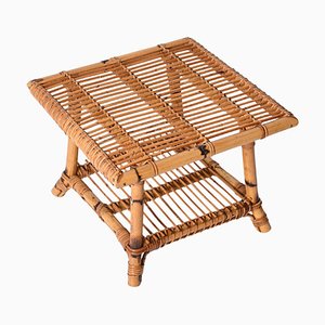 Mid-Century Italian Bamboo and Rattan Coffee Table by Tito Agnoli, 1960s