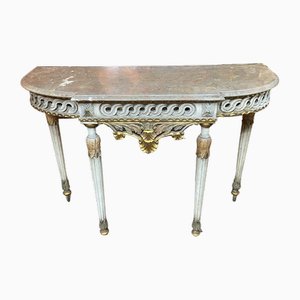 Italian Polychrome Painted Console Table with Marble Top