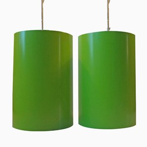 Lampes à Suspensions Cylindriques par Eila & John Meiling par Louis Poulsen, Danemark, 1970s, Set de 2