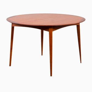 Mesa de comedor escandinava Mid-Century redonda de teca con 2 extensiones al estilo de Svend Aage Madsen, Dinamarca, años 60