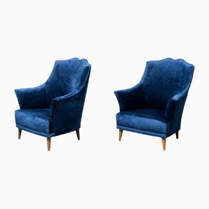 Ico & Luisa Parisi zugeschriebener Vintage Blue Velvet, 1950er, 2er Set