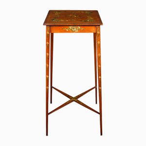 Small Antique English Regency Lamp Table with Hand-Painted Decor, 1820