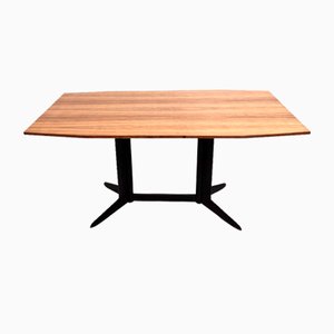 Vintage Esstisch mit Tischplatte aus Zebraholz und Gestell aus ebonisiertem Holz, Italien, 1960er