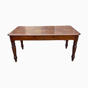 Rectangular Desk Dining Table with Drawer, 1800s
