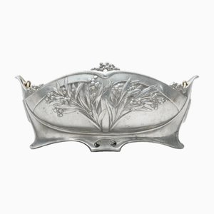 Gallia Modell Jardiniere aus Metall im Jugendstil mit Messingeinsatz, 1890er