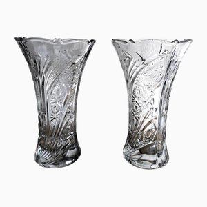 Vintage Crystal Vases, 1980s, Set of 2