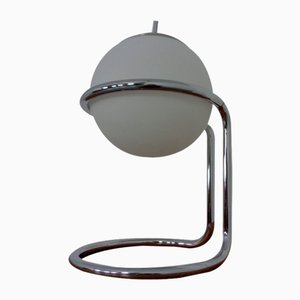 Lampe de Bureau Boule en Verre Opalin, Italie, 1960s