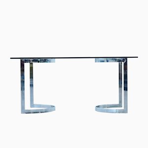 Space Age Chrome & Glass Dining Table by Milo Baughman, 1970s
