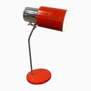 Lampada da tavolo vintage in metallo cromato e rosso attribuita a Josef Hurka per Napako, anni '60