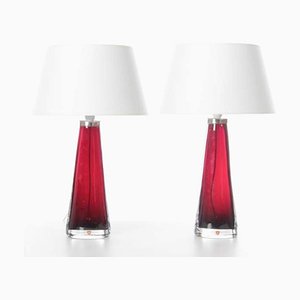 Skandinavische Moderne Mid-Century Glas Tischlampen Modell Rd 1566 Carl Fagerlund für Orrefors zugeschrieben, 1960er, 2er Set