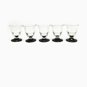 Art Deco Vodka Shot Glasses attributed to Krosno Glassworks, Poland, 1950s, Set of 6