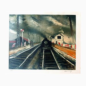 Maurice de Vlaminck, The Train Station, 1955, Lithograph