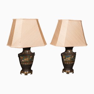 Japanese Bronze Table Lamps, 1880s, Set of 2